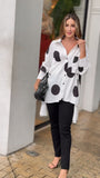 Chic Black & White Polka Dot Oversized Shirt