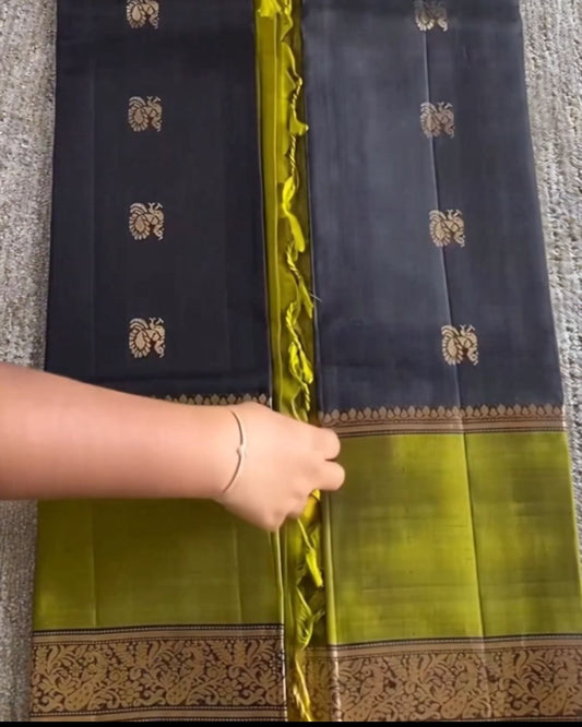Neon-Black Pattu Saree