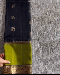 Neon-Black Pattu Saree