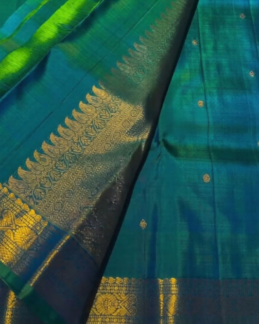 Peacock plume Silk Saree