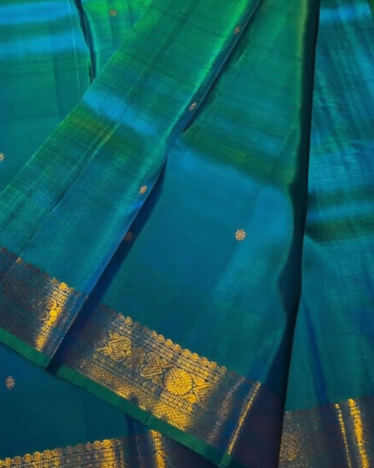 Peacock plume Silk Saree