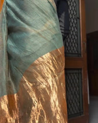 Pista Linen Silk Saree