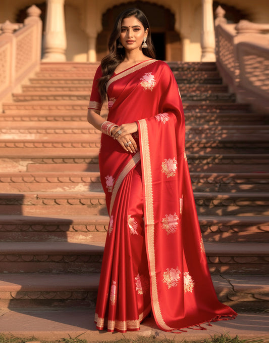 Red-Ruby Bloom Saree