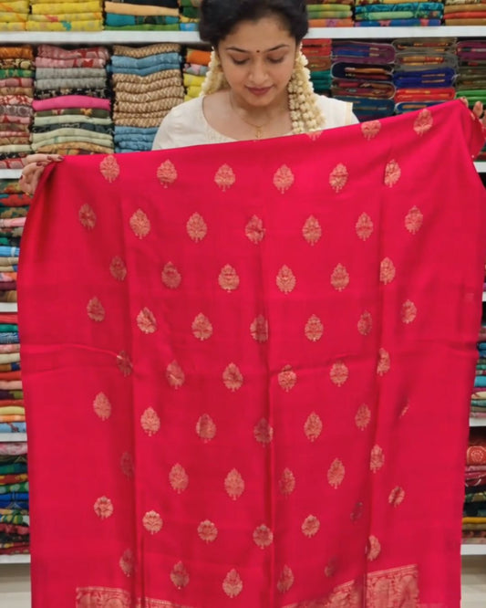 Red Cotton Jari Suit