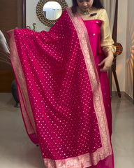 Shagun Rani Pink Cotton Jari Suit