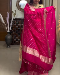 Shagun Rani Pink Cotton Jari Suit