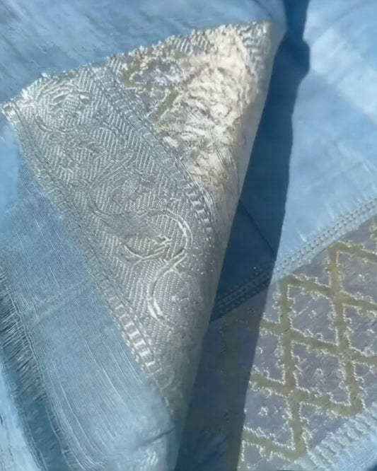 Sky Cotton Jari Suit