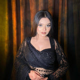Midnight Glam Black Net Saree