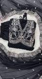 Black Embroidered Georgette Gown Set