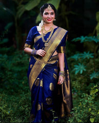 Soft Lichi Silk Saree with All-Over Jacquard Work & Matching Blouse – Elegant Traditional Wear