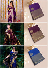 Soft Lichi Silk Saree with All-Over Jacquard Work & Matching Blouse – Elegant Traditional Wear