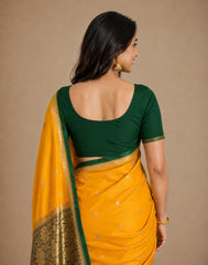 Yellow-Green Silk Saree