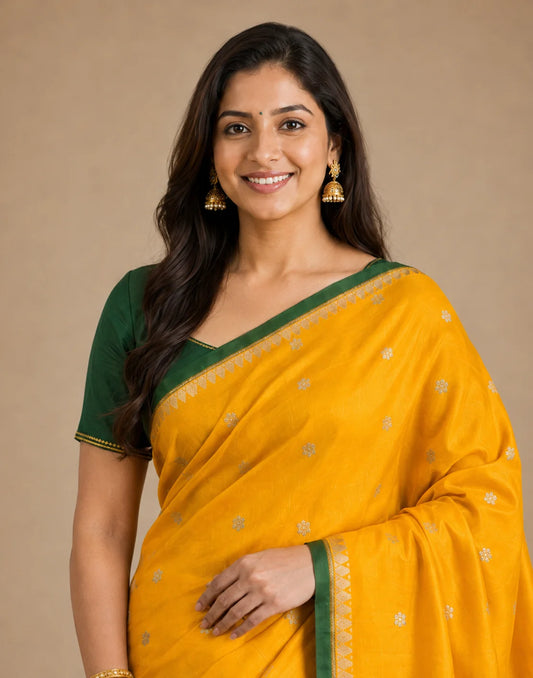 Yellow-Green Silk Saree