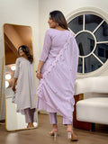 Elegant Chinon Embroidered Kurta Set with Rayon Bottom & Dupatta
