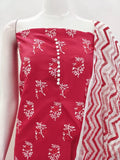 Buy Red Color Cotton Slub Print Dress Material Collection At Wholesale Rate