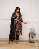 Pure Russian Silk Kurti Set with Embroidered Chanderi Dupatta