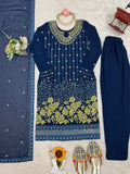 Designer Faux Georgette Suit with Real Mirror & Thread Work