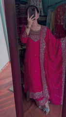 Chinon Silk Embroidered Kurti Set with Dupatta