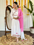 Exclusive White Embroidered Designer Angrakha Kurta Set 2025