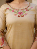 Elegant Viscose Assam Silk Suit Set with Embroidered Beads & Printed Dupatta