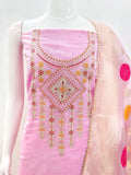 Launching New Pink Color Chanderi Dress Material Collection At Wholesale Rate