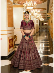 Luxurious Bridal Special Lycra Velvet Lehenga Choli With Double Dupatta