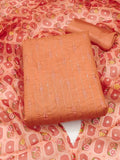 Luxurious Orange Color Chanderi Dress Material Collection At Wholesale Rate