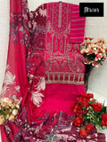 Luxurious Rayon Embroidery Suit Set With Cotton Dupatta