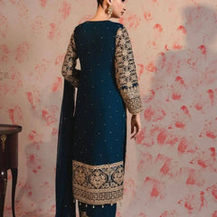 Perfect Teal Blue Color Readymade Suits With Thread And Sequin Work At Manufacturer Rate