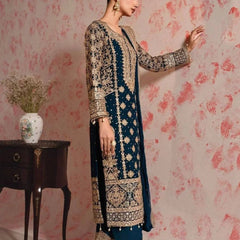 Perfect Teal Blue Color Readymade Suits With Thread And Sequin Work At Manufacturer Rate