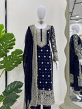 Perfect Teal Blue Color Readymade Suits With Thread And Sequin Work At Manufacturer Rate