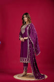 Purple Color Chinon Silk Salwar Suit With Heavy Embroidery & Mirror Work At Manufacturer Rates