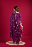Purple Color Chinon Silk Salwar Suit With Heavy Embroidery & Mirror Work At Manufacturer Rates