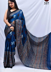 Soft Muslin Cotton Digital Print Saree With Tassel Pallu – Unstitched Blouse