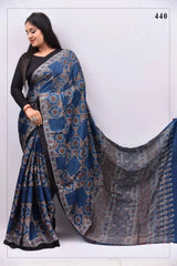 Soft Muslin Cotton Digital Print Saree With Tassel Pallu – Unstitched Blouse