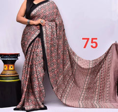 Soft Muslin Cotton Digital Print Saree With Tassel Pallu – Unstitched Blouse