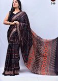 Soft Muslin Cotton Digital Print Saree With Tassel Pallu – Unstitched Blouse