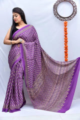 Soft Muslin Cotton Digital Print Saree With Tassel Pallu – Unstitched Blouse