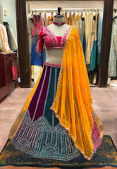 Stunning Choice For Weddings Royal Multicolor Georgette Lehenga Choli Single Available