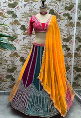 Stunning Choice For Weddings Royal Multicolor Georgette Lehenga Choli Single Available
