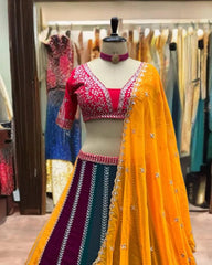 Stunning Choice For Weddings Royal Multicolor Georgette Lehenga Choli Single Available