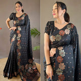 Stunning Soft Lichi Silk Saree With Rich Pallu & Jacquard Blouse