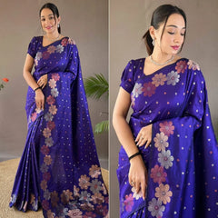 Stunning Soft Lichi Silk Saree With Rich Pallu & Jacquard Blouse